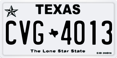 TX license plate CVG4013