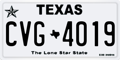 TX license plate CVG4019