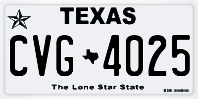 TX license plate CVG4025