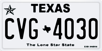 TX license plate CVG4030
