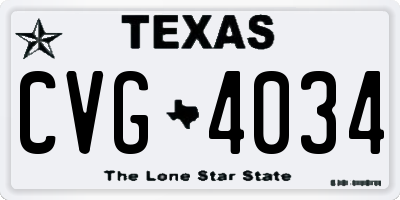 TX license plate CVG4034