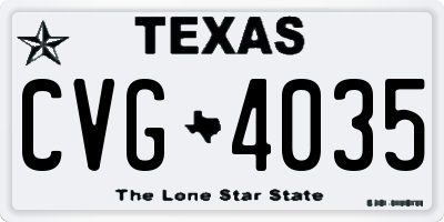 TX license plate CVG4035