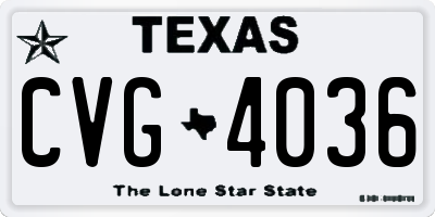 TX license plate CVG4036