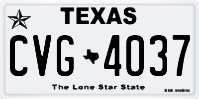 TX license plate CVG4037