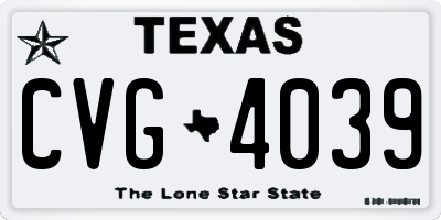 TX license plate CVG4039