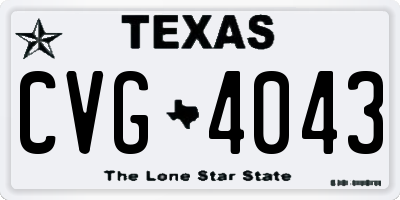 TX license plate CVG4043