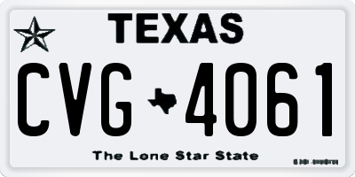 TX license plate CVG4061