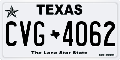 TX license plate CVG4062