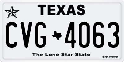 TX license plate CVG4063
