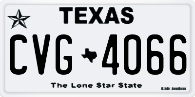 TX license plate CVG4066