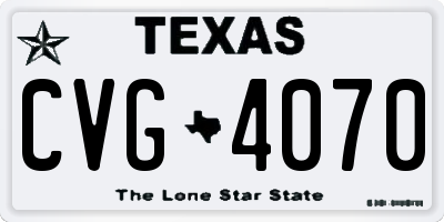 TX license plate CVG4070