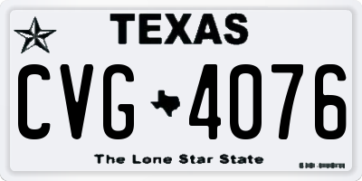 TX license plate CVG4076