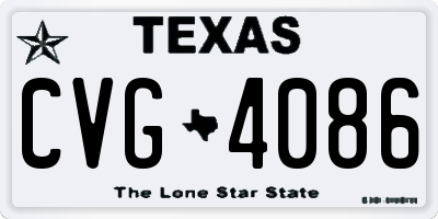TX license plate CVG4086