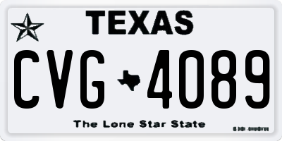 TX license plate CVG4089