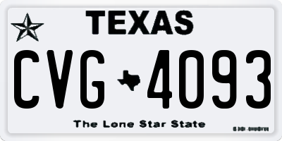 TX license plate CVG4093