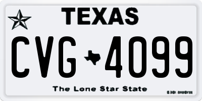 TX license plate CVG4099