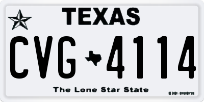 TX license plate CVG4114
