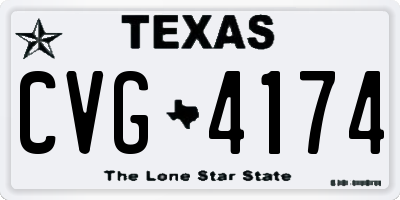 TX license plate CVG4174