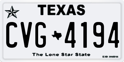 TX license plate CVG4194