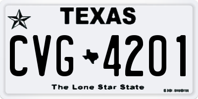TX license plate CVG4201