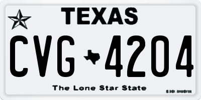 TX license plate CVG4204