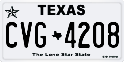 TX license plate CVG4208