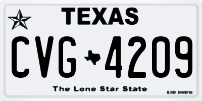 TX license plate CVG4209