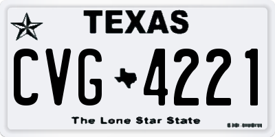 TX license plate CVG4221