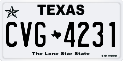 TX license plate CVG4231