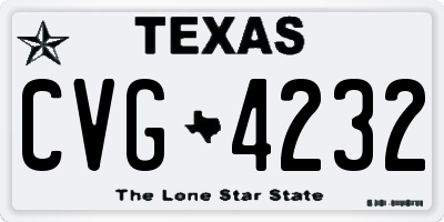 TX license plate CVG4232