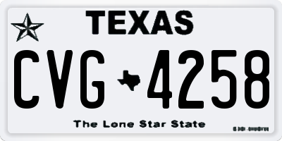 TX license plate CVG4258
