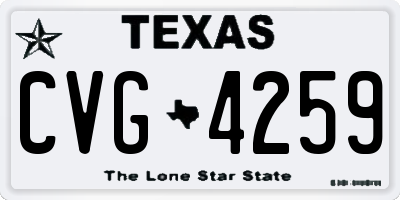 TX license plate CVG4259