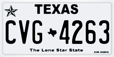TX license plate CVG4263