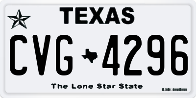 TX license plate CVG4296