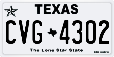 TX license plate CVG4302