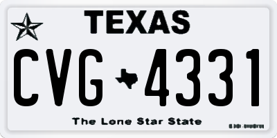 TX license plate CVG4331