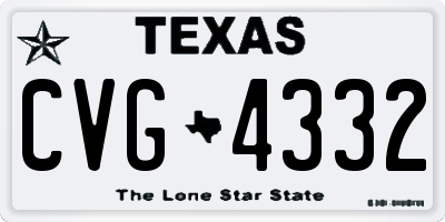 TX license plate CVG4332