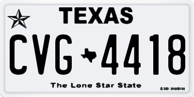 TX license plate CVG4418