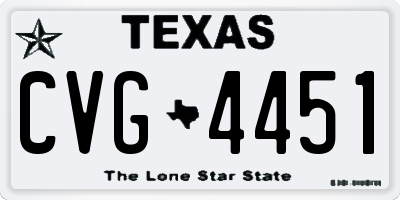 TX license plate CVG4451