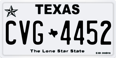 TX license plate CVG4452