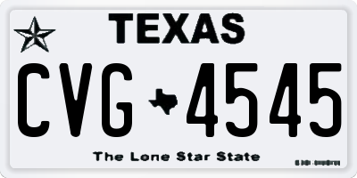 TX license plate CVG4545