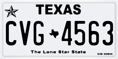 TX license plate CVG4563