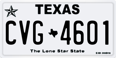TX license plate CVG4601