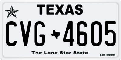 TX license plate CVG4605