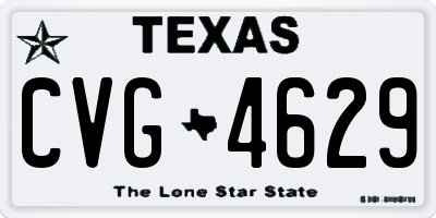 TX license plate CVG4629