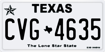 TX license plate CVG4635