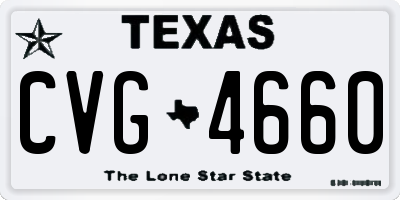TX license plate CVG4660