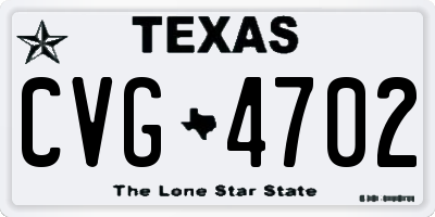 TX license plate CVG4702