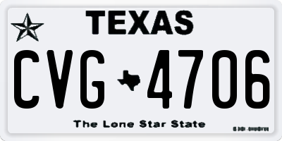 TX license plate CVG4706
