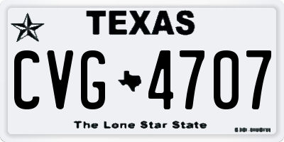TX license plate CVG4707